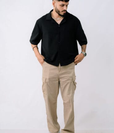 Adonis Oversize Crop Shirt - Raven